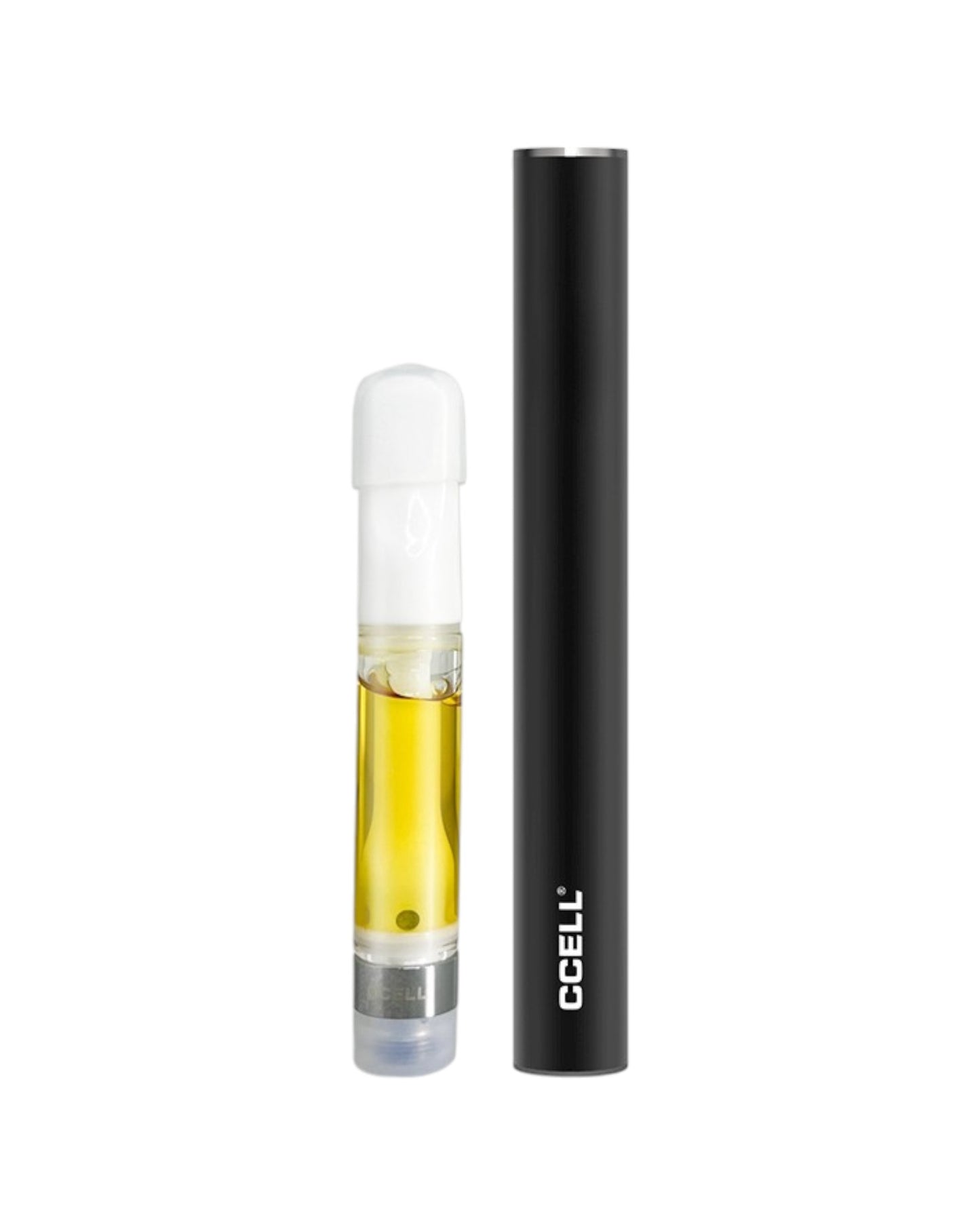 Batería recargable para cartuchos de cannabis y destilado de cannabis medicinal junto a cartucho de aceite.